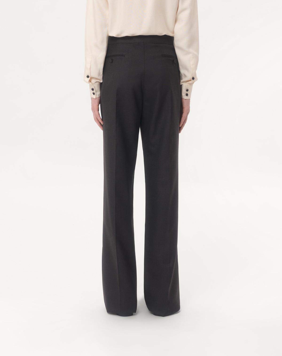 Valentino Wool Gabardine Trousers With Turn-ups In Black