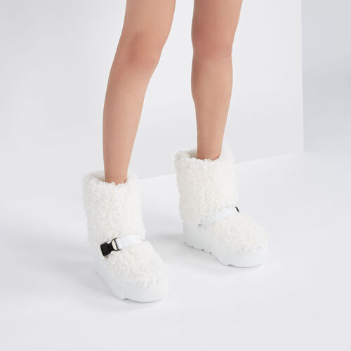 Casadei Buckled Faux-fur Boots In White