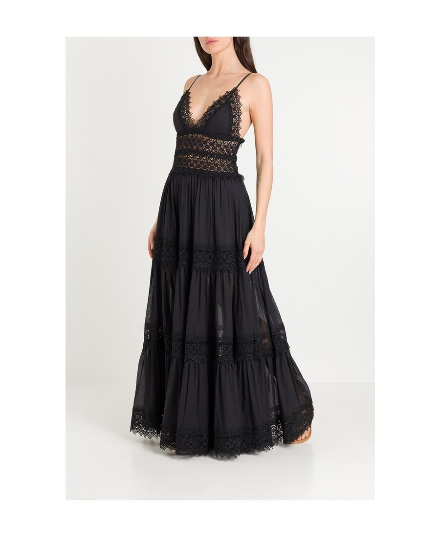 Shop Charo Ruiz Ibiza Cindy Guipure-lace Sleeveless Maxi Dress In Black