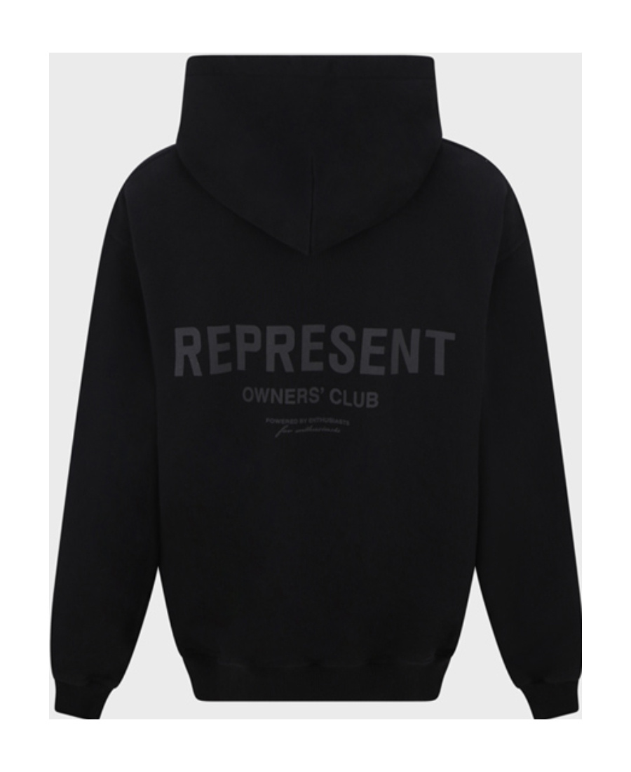 Represent Black Hoodie With Logo Lettering Detail On The Front And Maxi Logo Print On The Rear In Black
