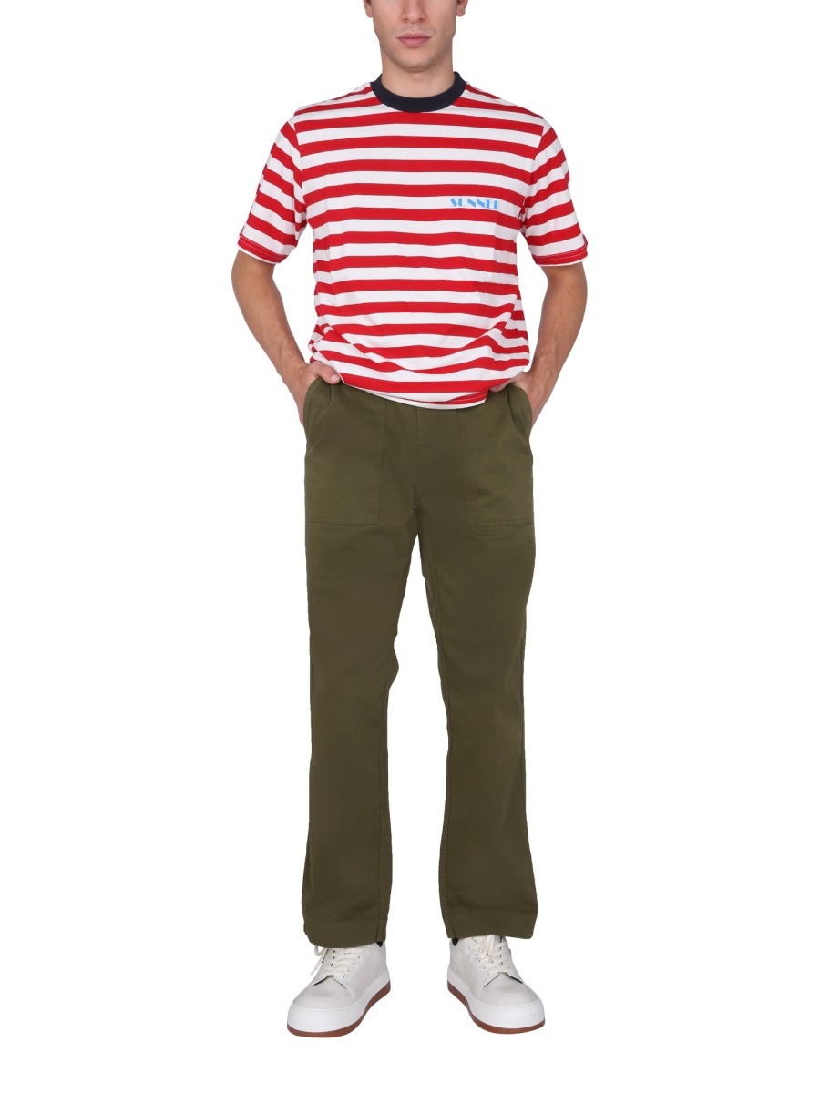 Sunnei Striped T-shirt In Pink