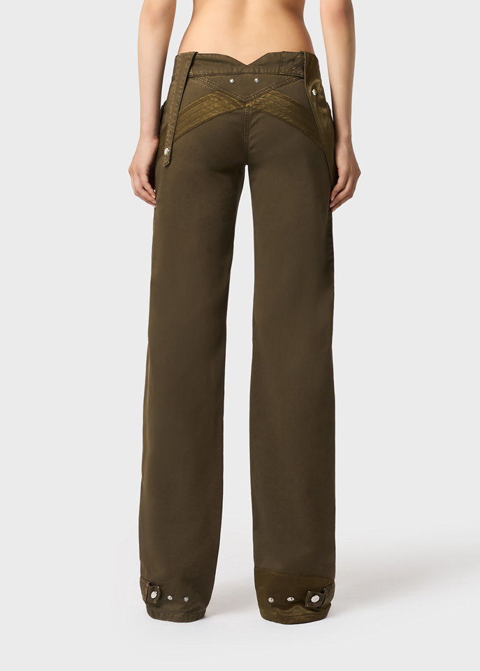 Blumarine Satin Inlaid Overalls Casual Pants In Green