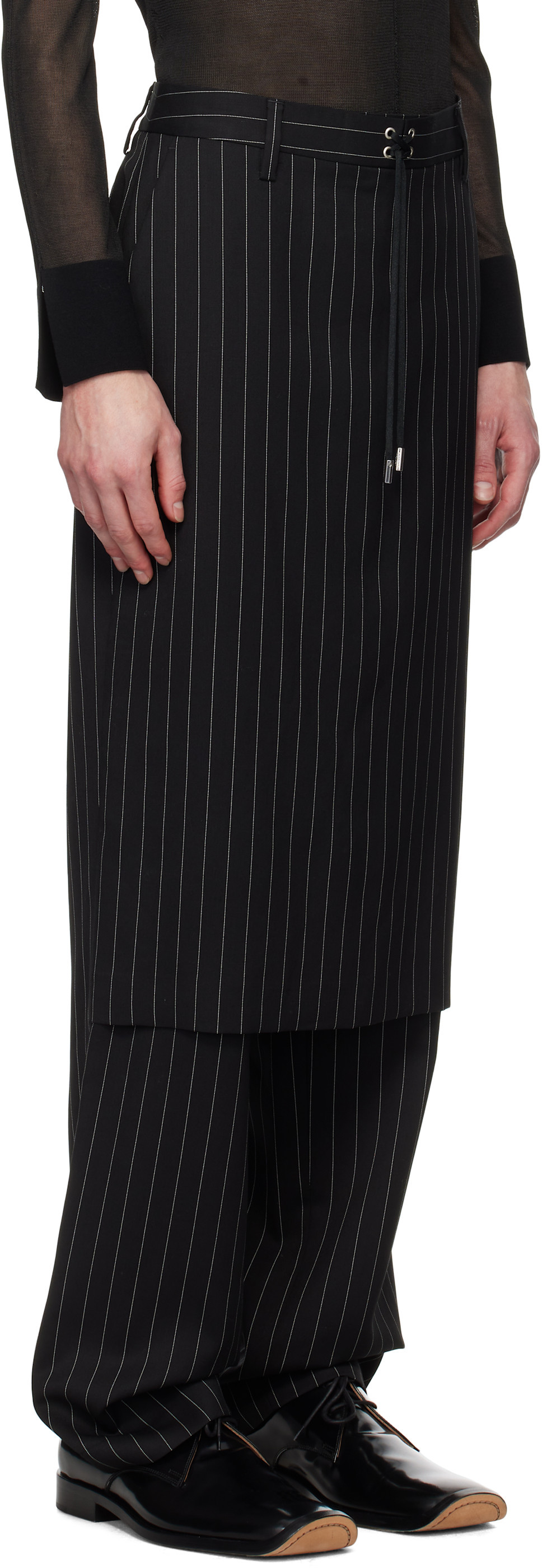 Jean Paul Gaultier Striped Casual Pants In Black