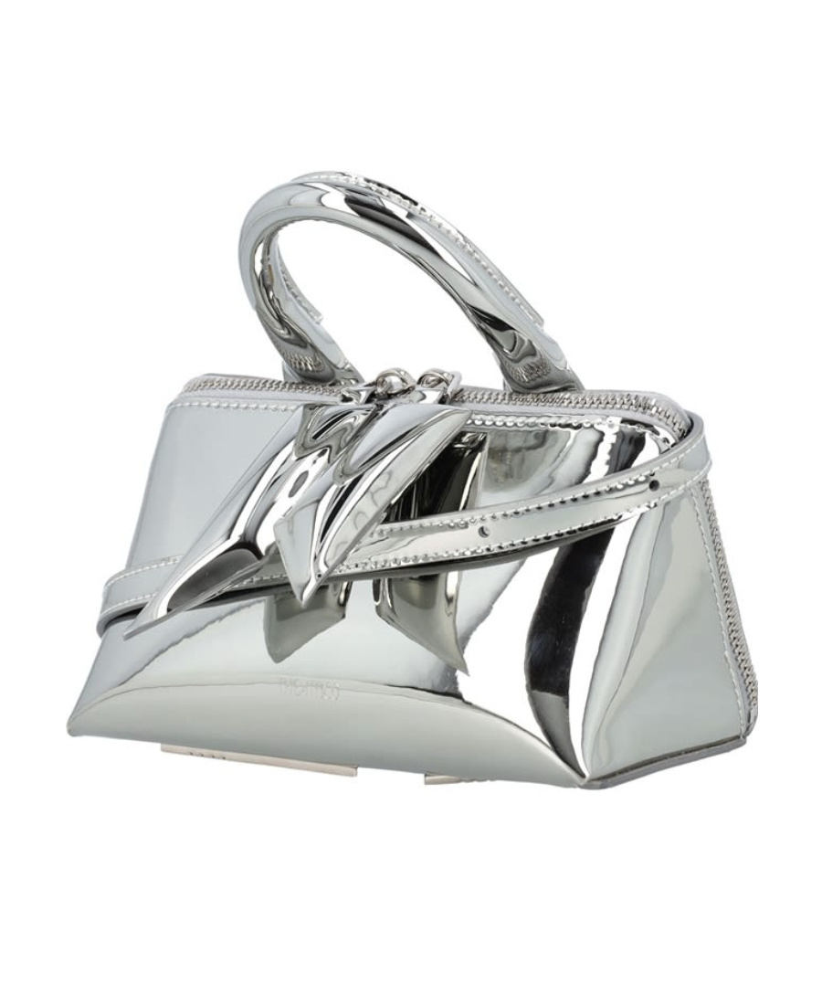 Attico The Friday Logo Detailed Shoulder Bag In Gray