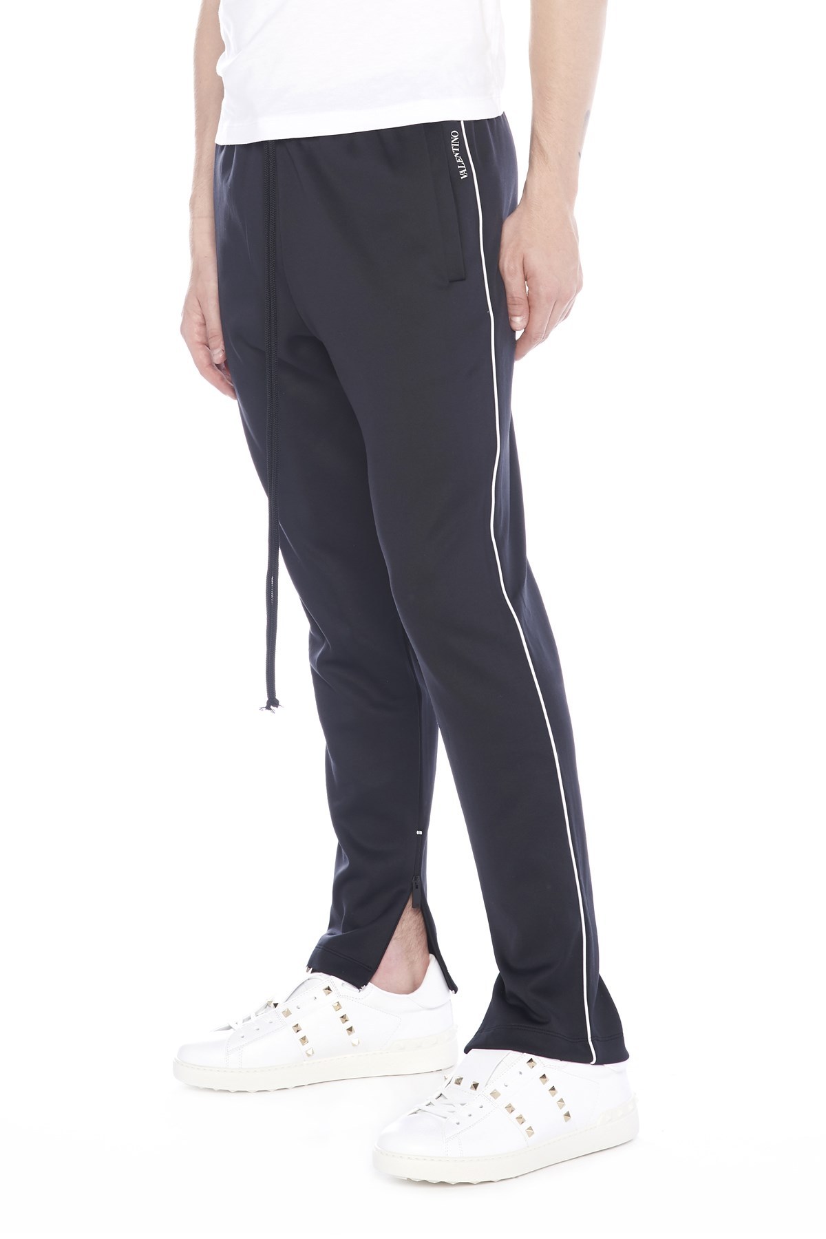 Valentino Side Stripe Trousers In Black