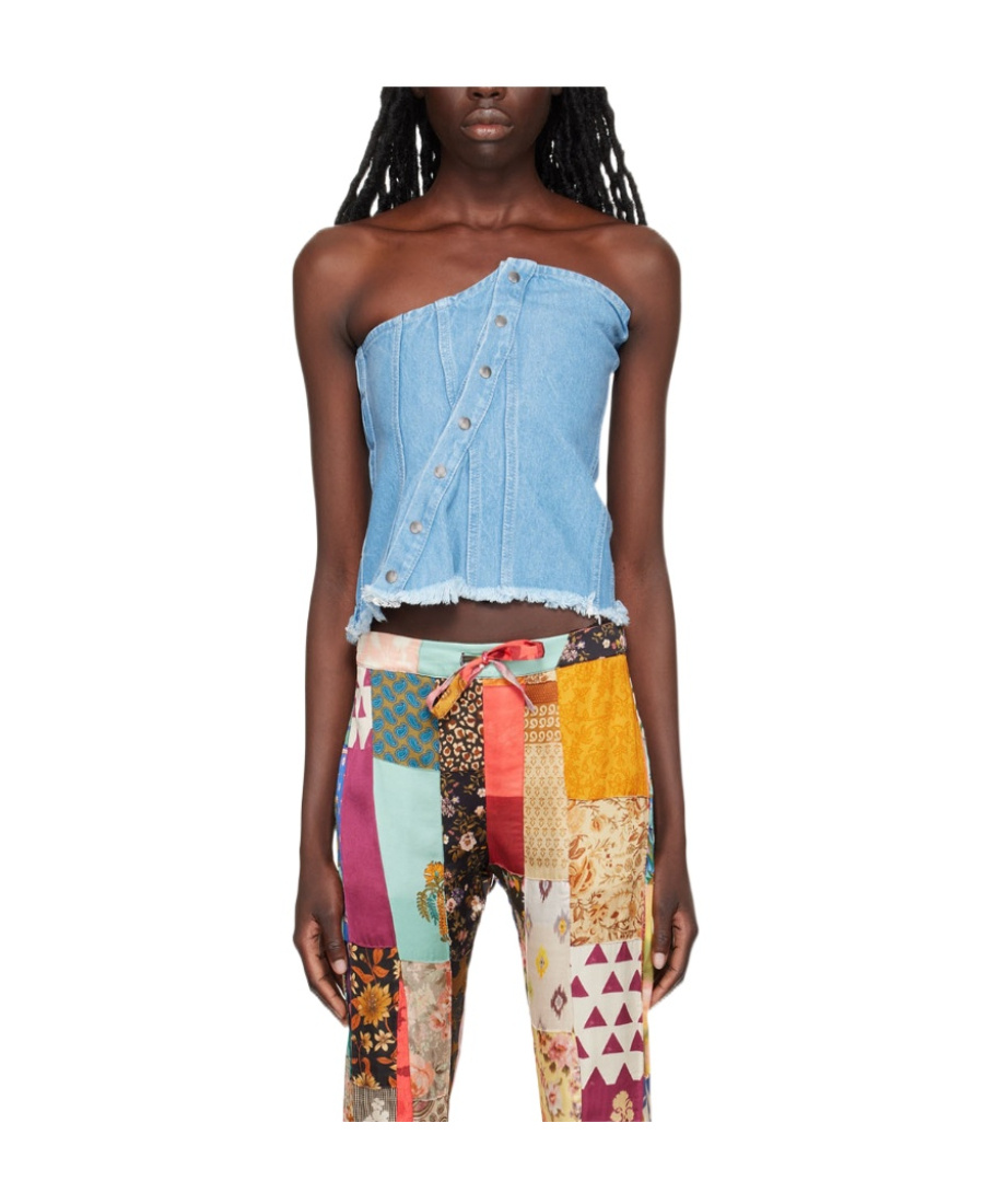 Marques' Almeida Blue Patchwork Corset In Multicolor
