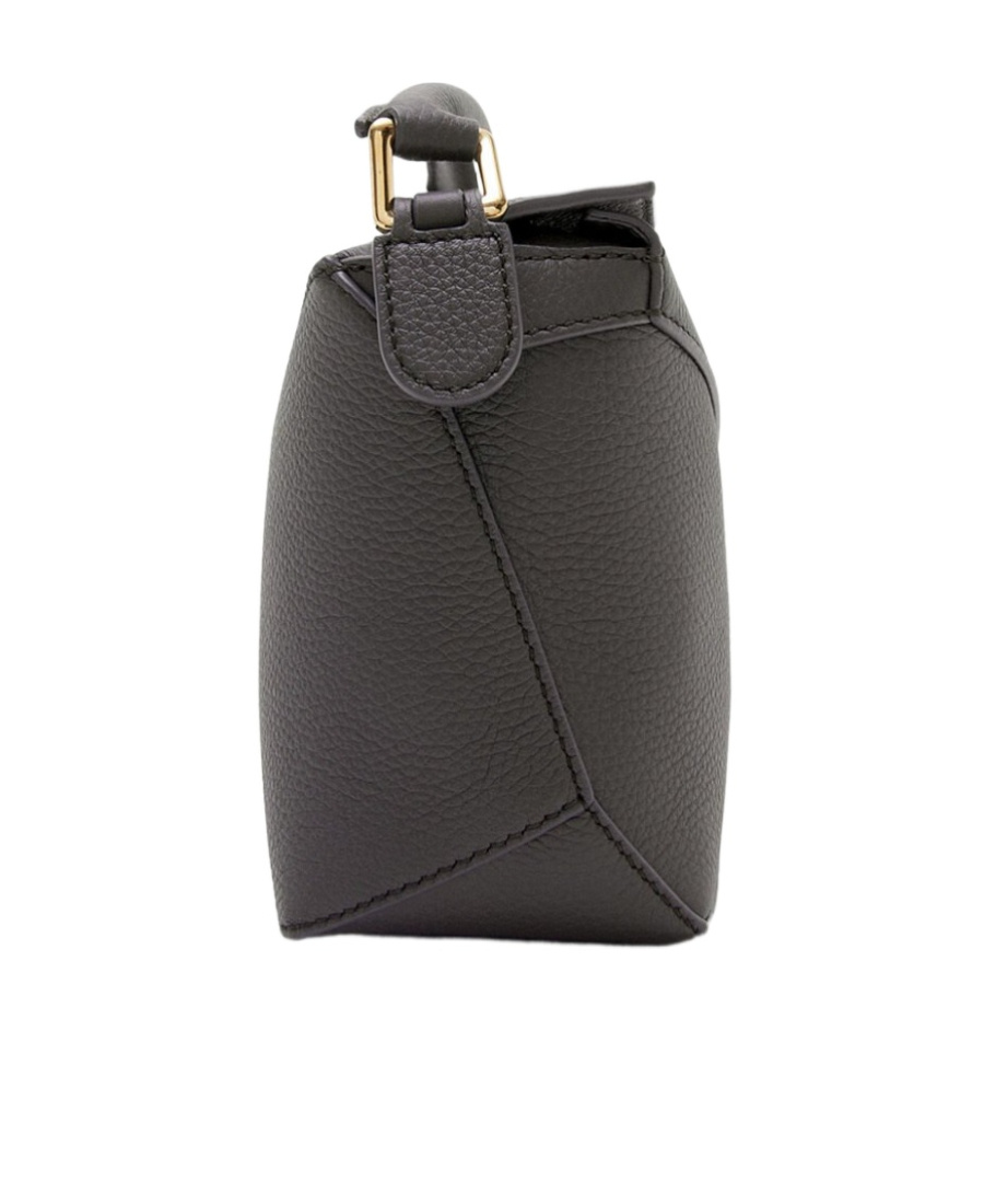 Loewe Puzzle Edge Mini Top-handle Bag In Grained Leather In Black