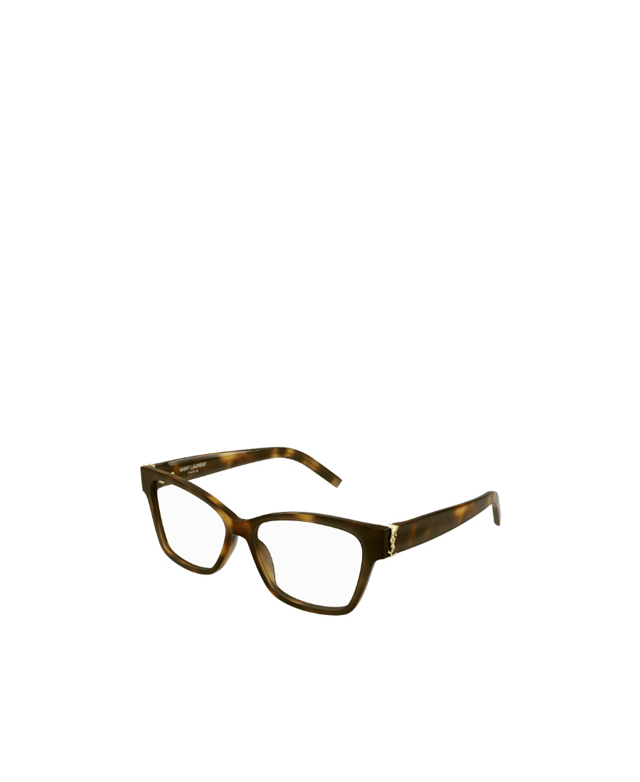 Saint Laurent Tortoiseshell-effect Rectangle-frame Glasses In Brown