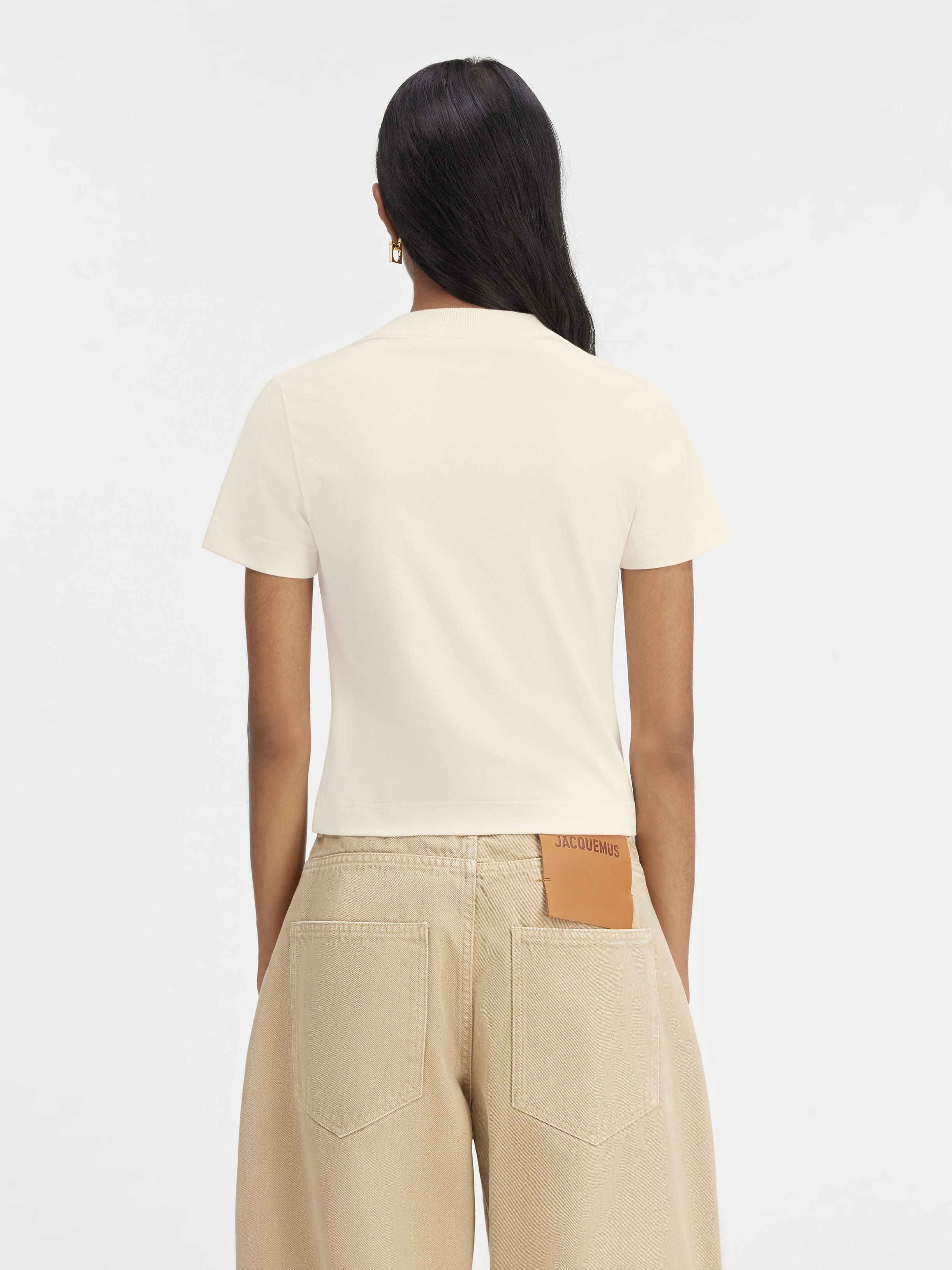 Jacquemus Gros Grain Crew Neck Cotton Blend Top In White