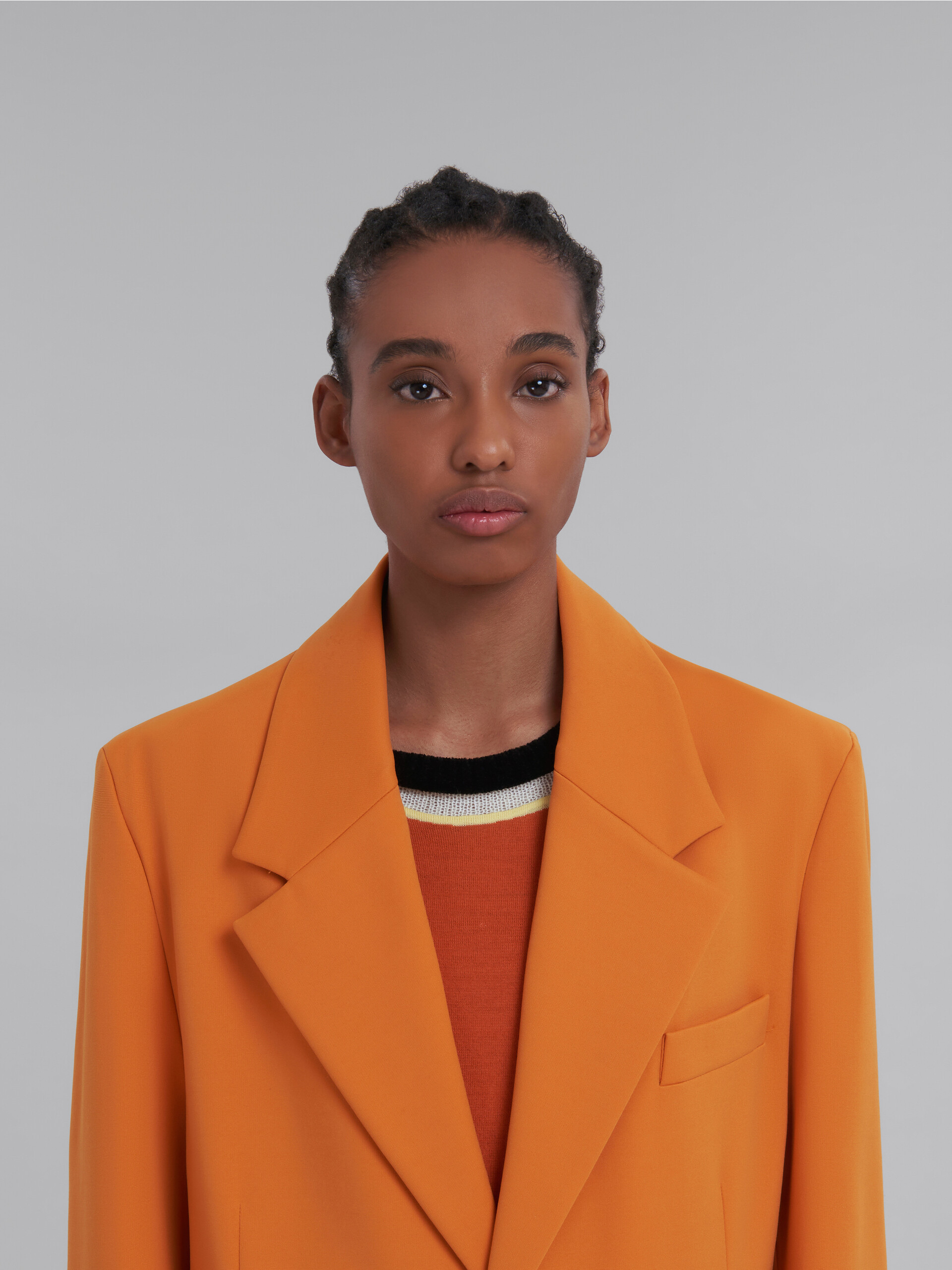Marni Single-breasted Long Coat In Orange
