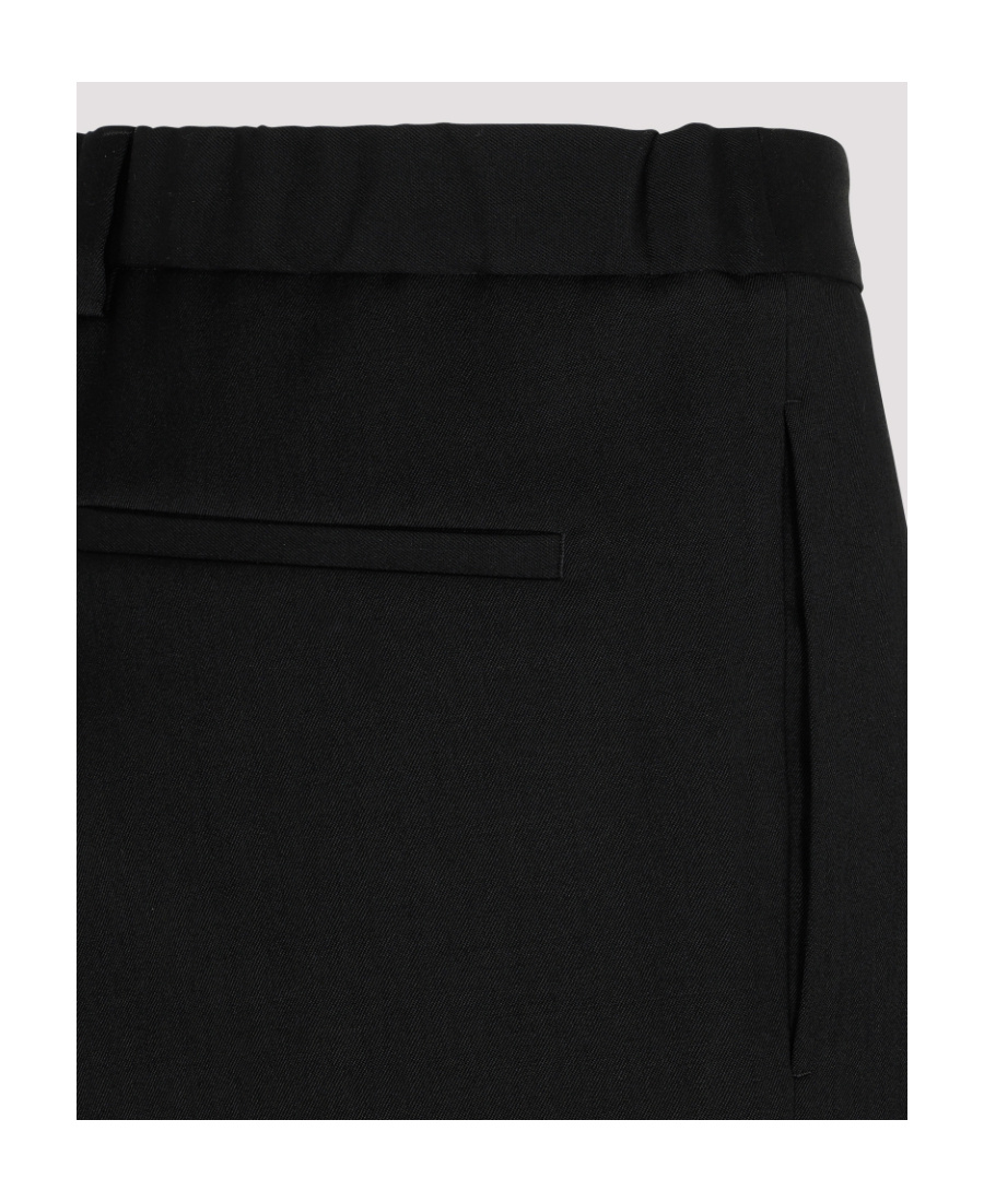 Jil Sander Wool Logo Cuffed Trousers In Black