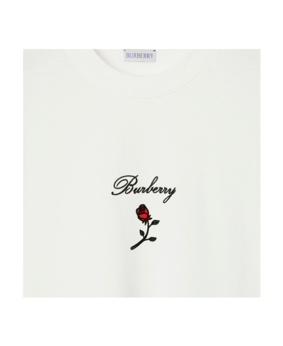 Burberry Crew Neck Floral Motif Short Sleeves T-shirt In White
