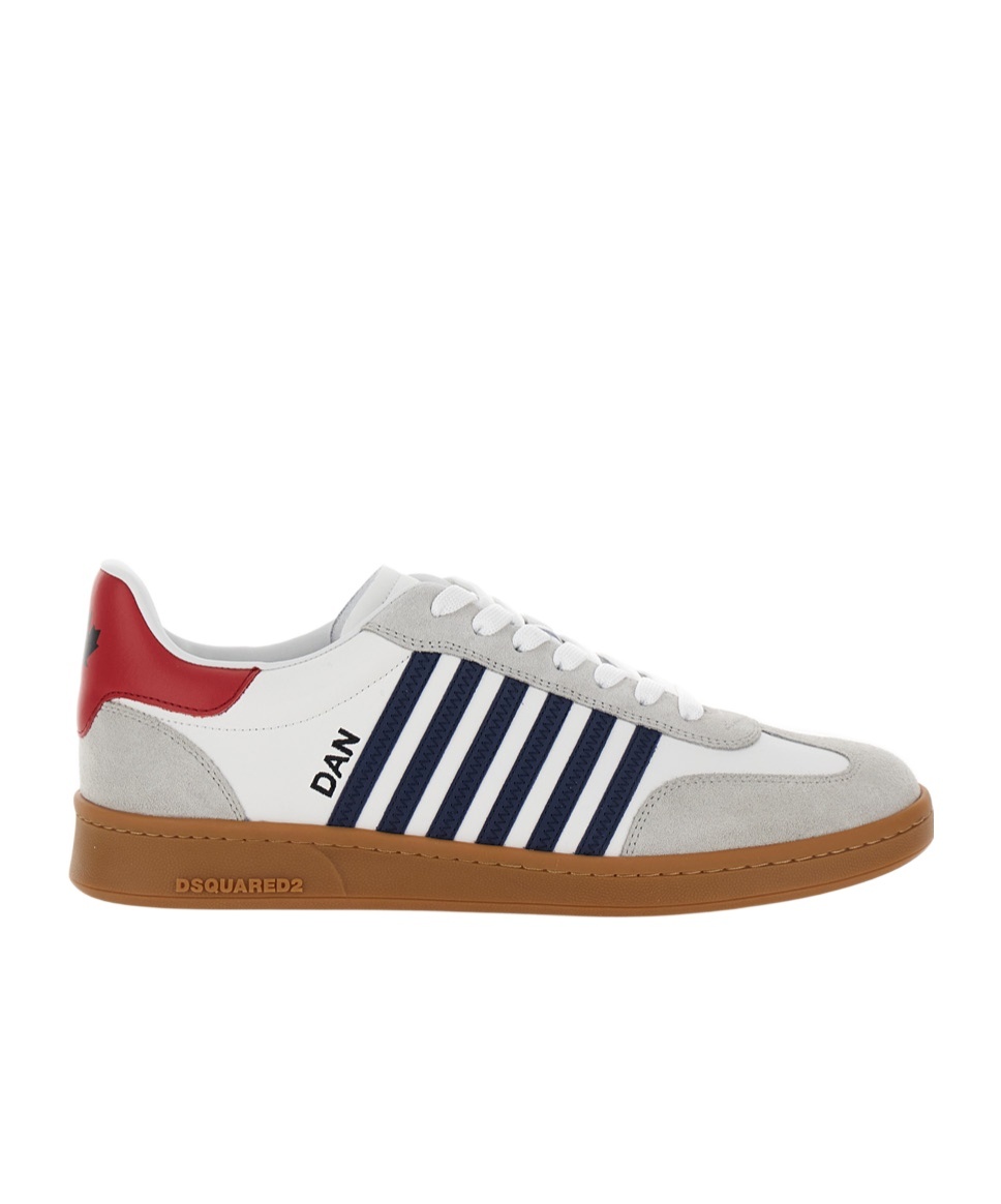Dsquared2 Man Sneakers Off White Size 8 Calfskin In Multicolor
