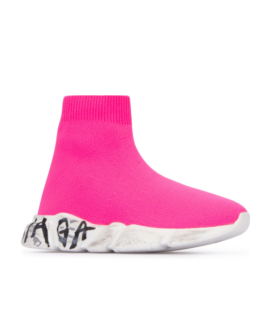 Balenciaga Kids Sole Graffiti Speed Trainers In Pink