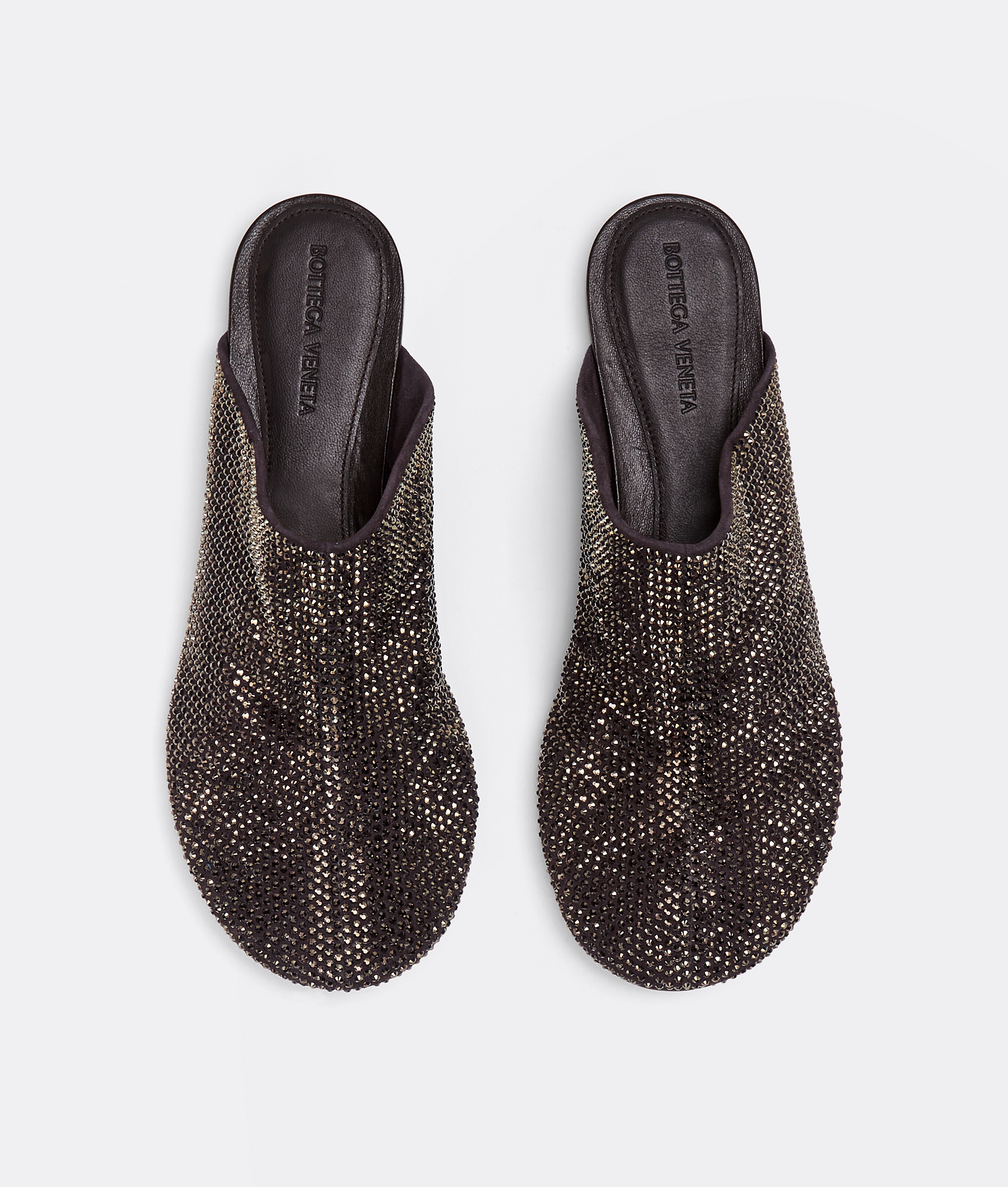 Bottega Veneta Crystal Embellished Slippers In Brown