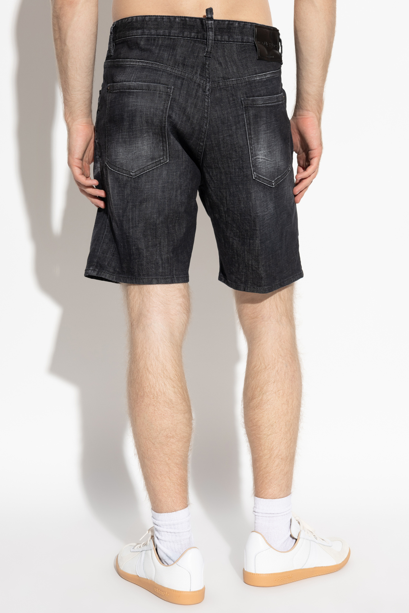 Dsquared2 Distressed Cotton Denim Shorts With Belt Loops