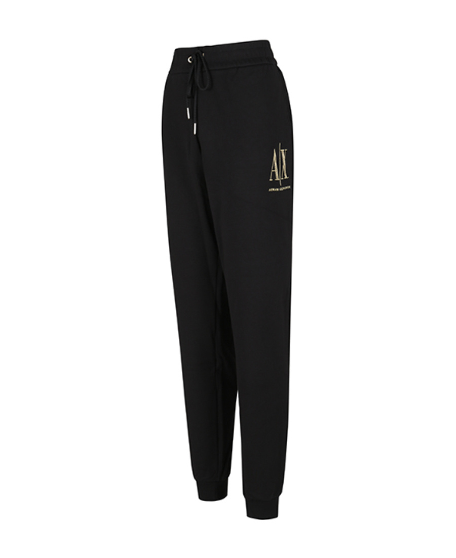 Armani Exchange Embroidered-logo Cotton Track Pants In Black
