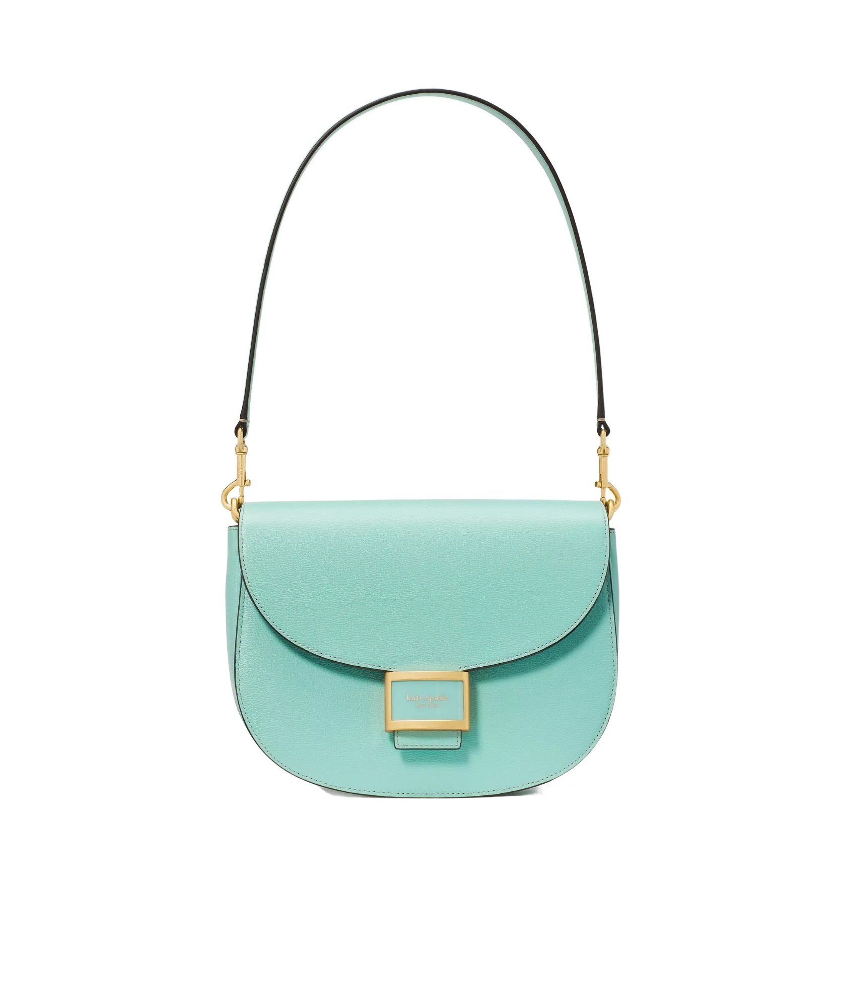 Shop Kate Spade Katy Logo-plaque Leather Shoulder Bag In Green