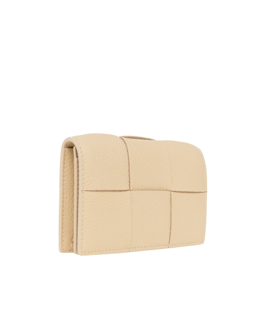 Bottega Veneta Intrecciato Leather Card Case In Nude