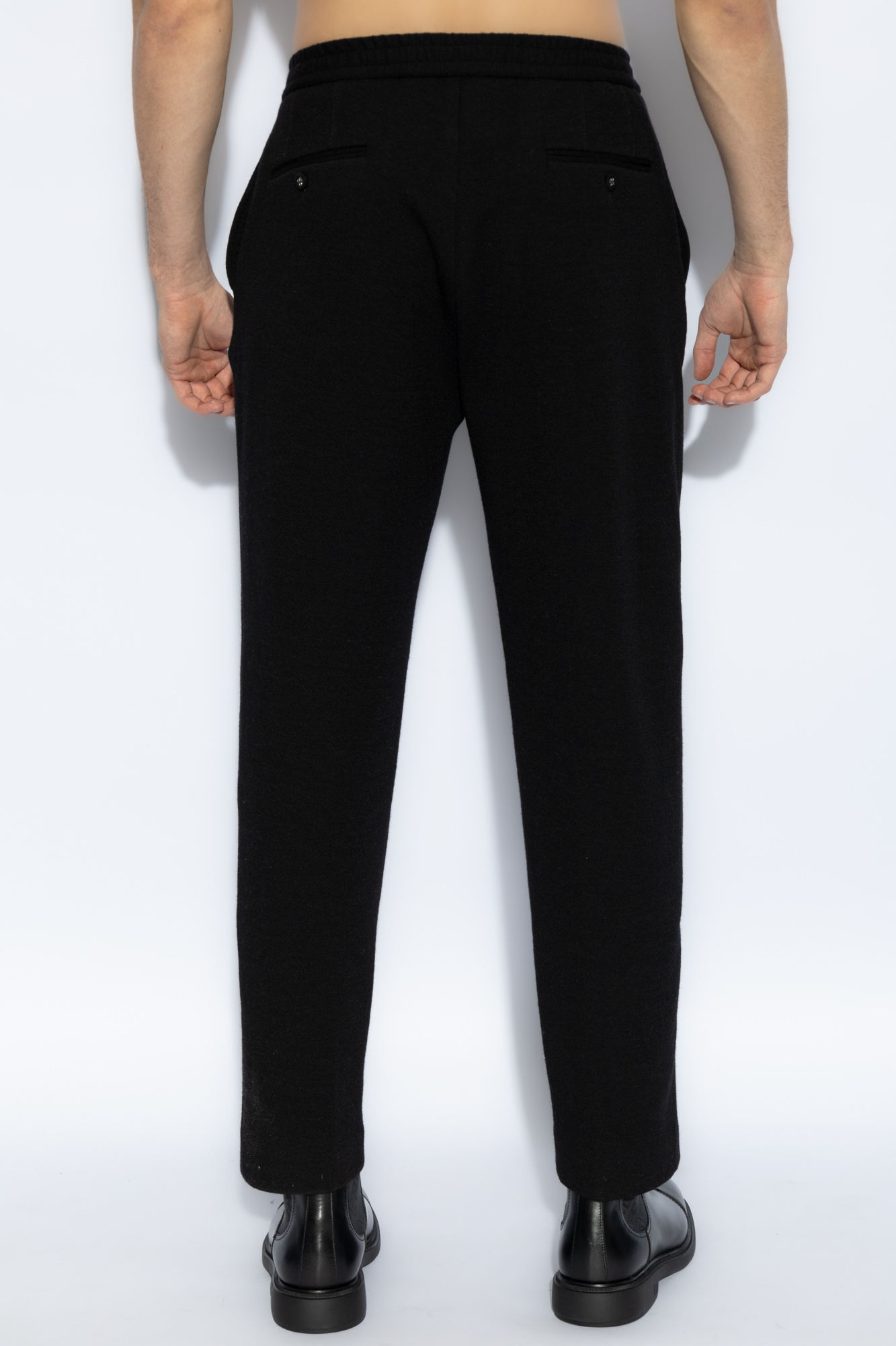 Shop Officine Generale Tapered Trousers In Black