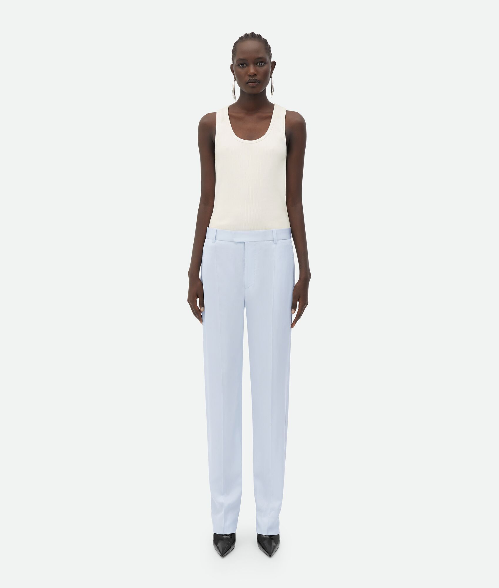 Bottega Veneta Pantalone In Twill Azzurro Pastello Donna In Blue