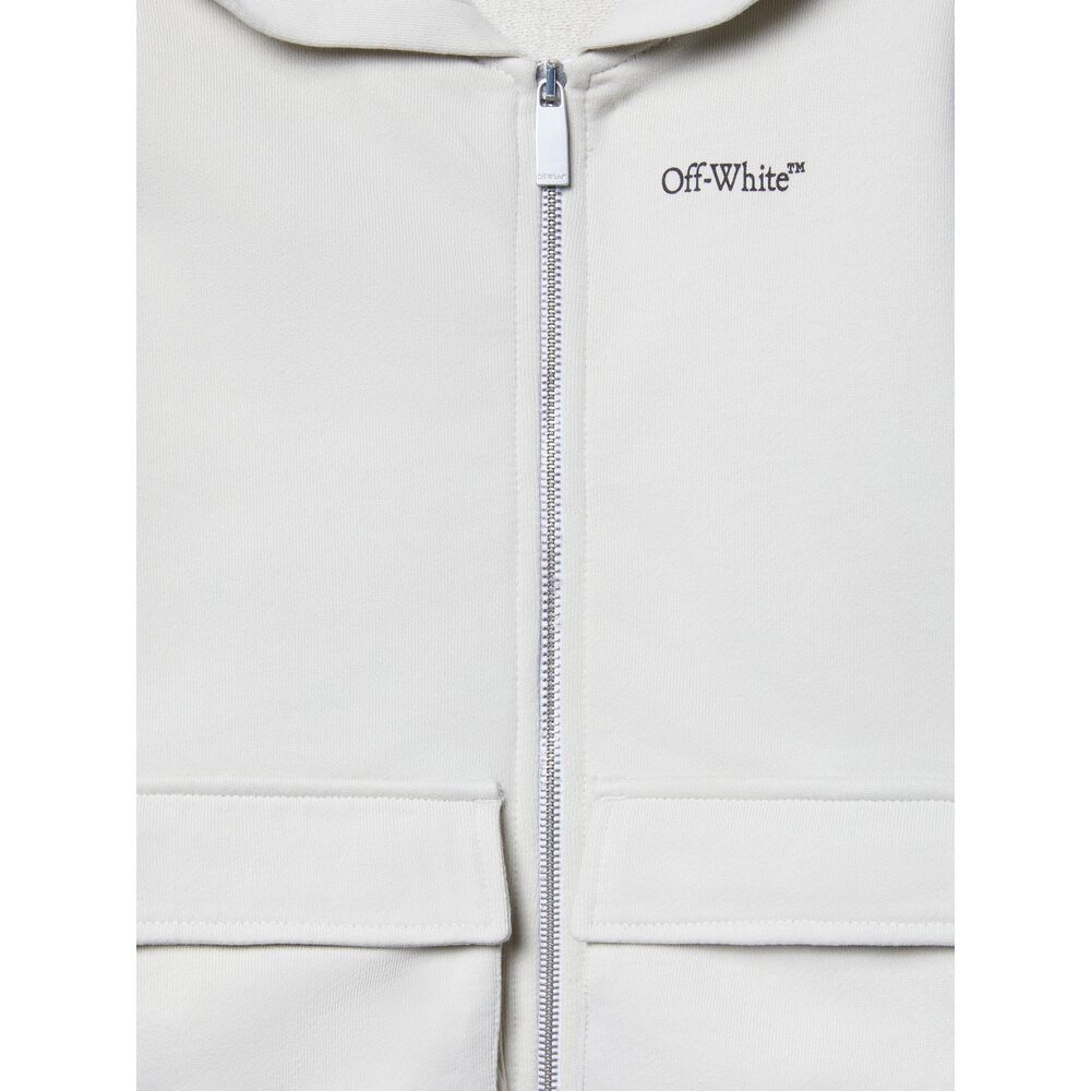 Off-white Bookish Zip-up Hoodie In White