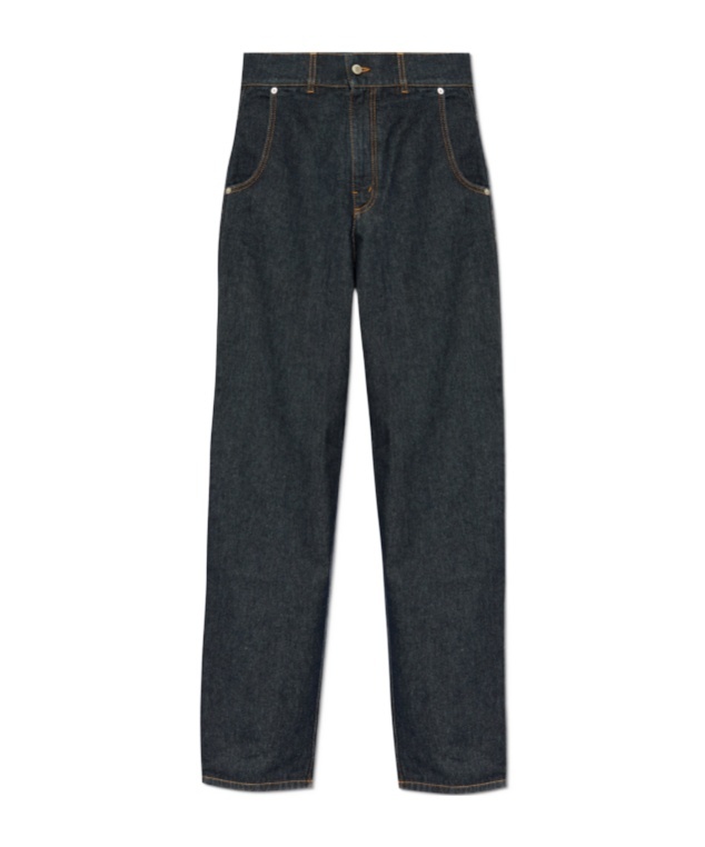 Moschino Belt Loop Denim Trousers In Blue
