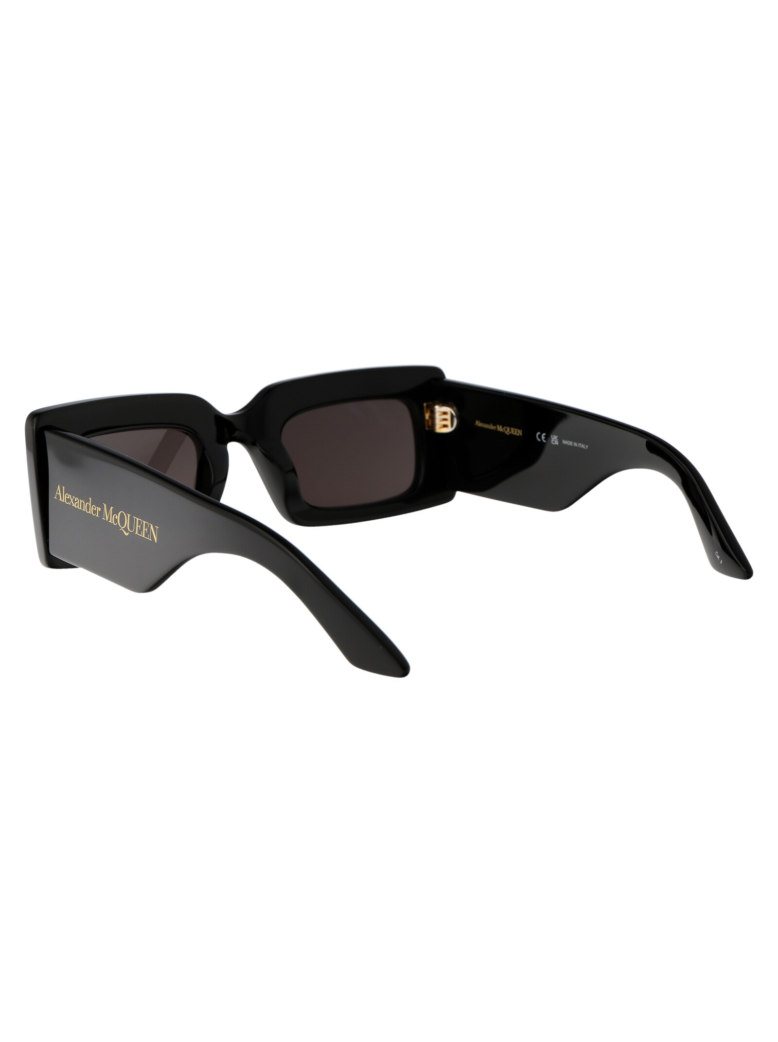 Alexander Mcqueen Logo-engraved Rectangle-frame Sunglasses In Black
