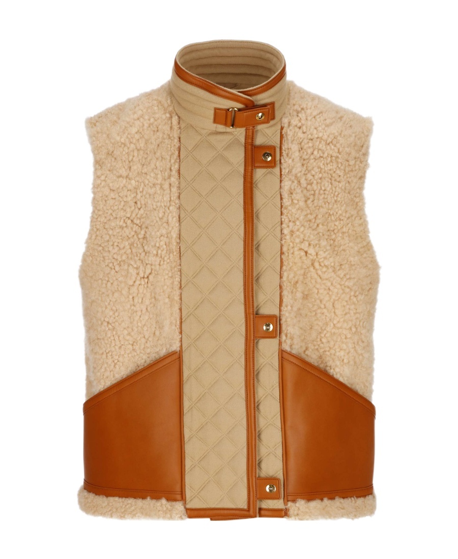 Loro Piana High-neck Splicing Vest In Brown