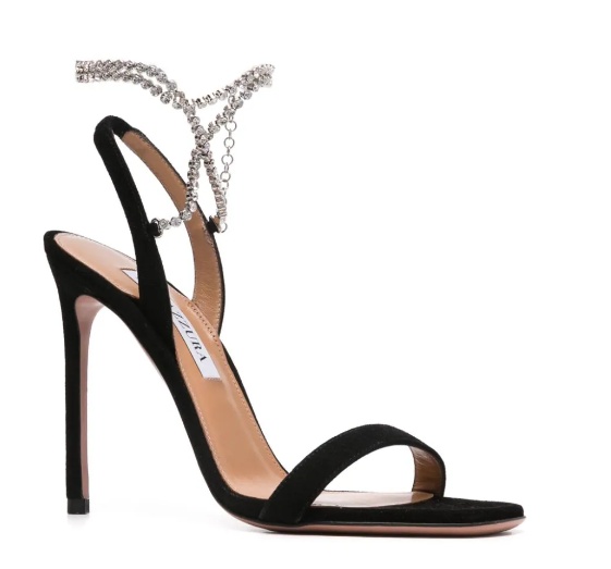 Aquazzura Careless Whisper Ankle Strap Embellished Sandals In Black