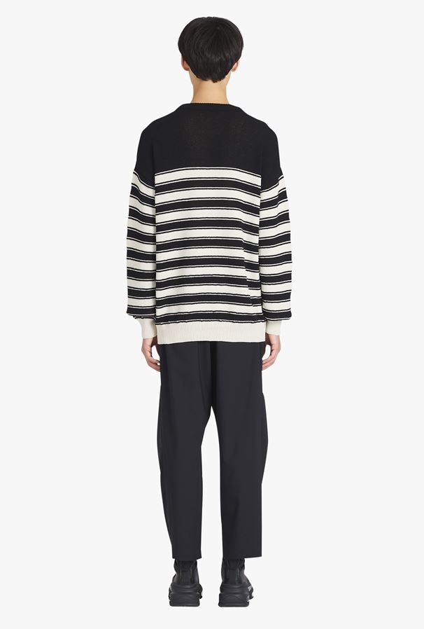 Balmain Logo-badge Knitted Sailor Jumper In Black