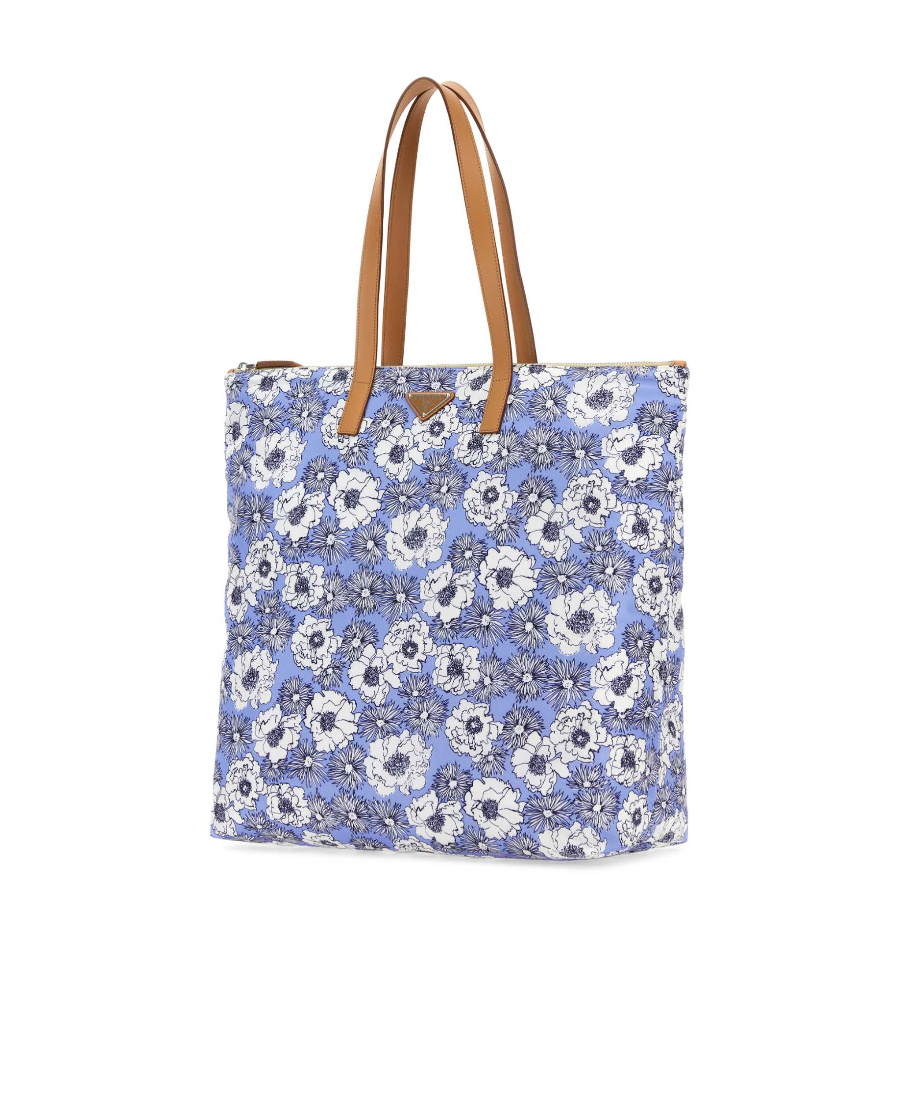 Prada Man Printed Re-nylon Shopping Bag In Multicolor