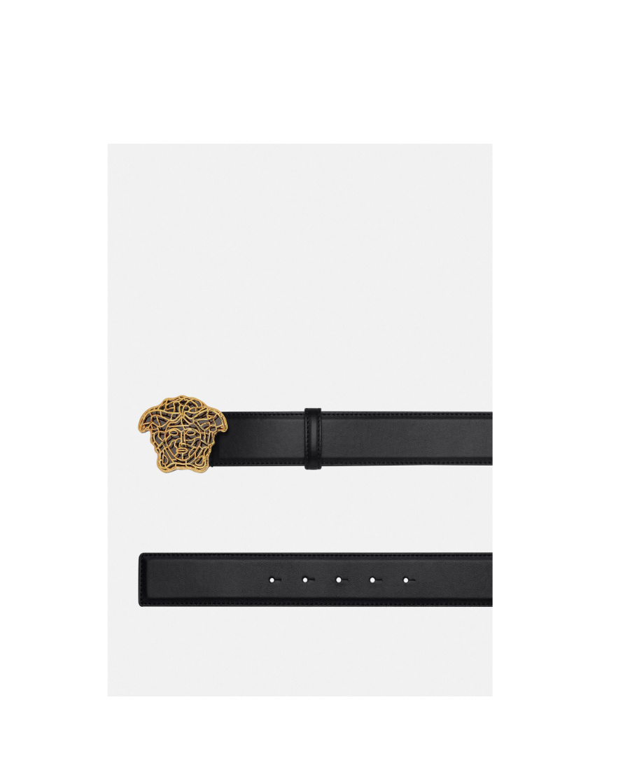 Versace Medusa Head Buckle Belt In Black
