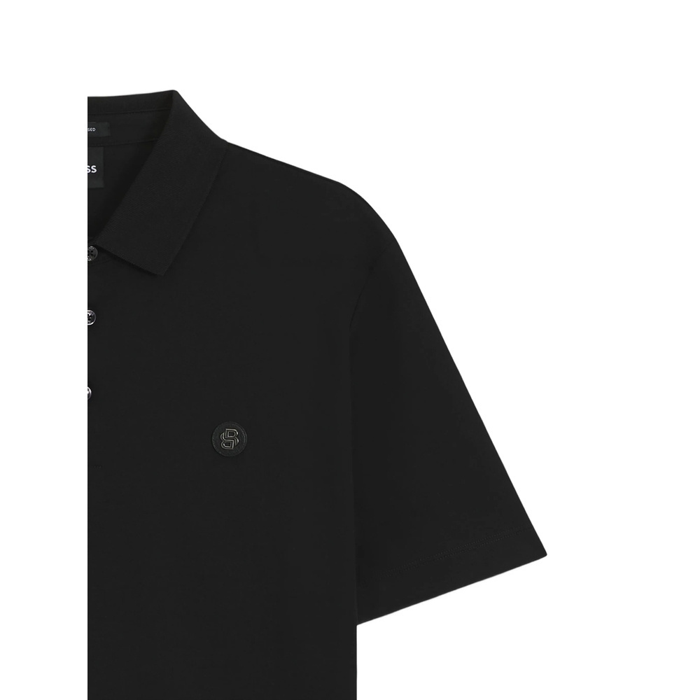 Hugo Boss Logo-patch Polo Shirt In Black