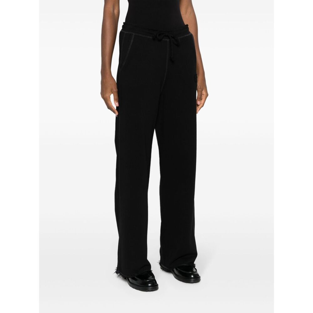 Ganni Embroidered-logo Track Pants In Black