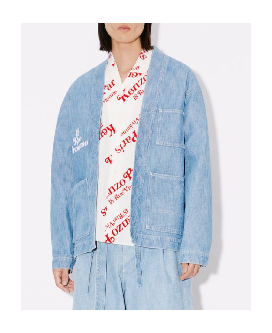 Kenzo X Verdy Logo-embroidered Poncho In Stone Bleached Blue Denim