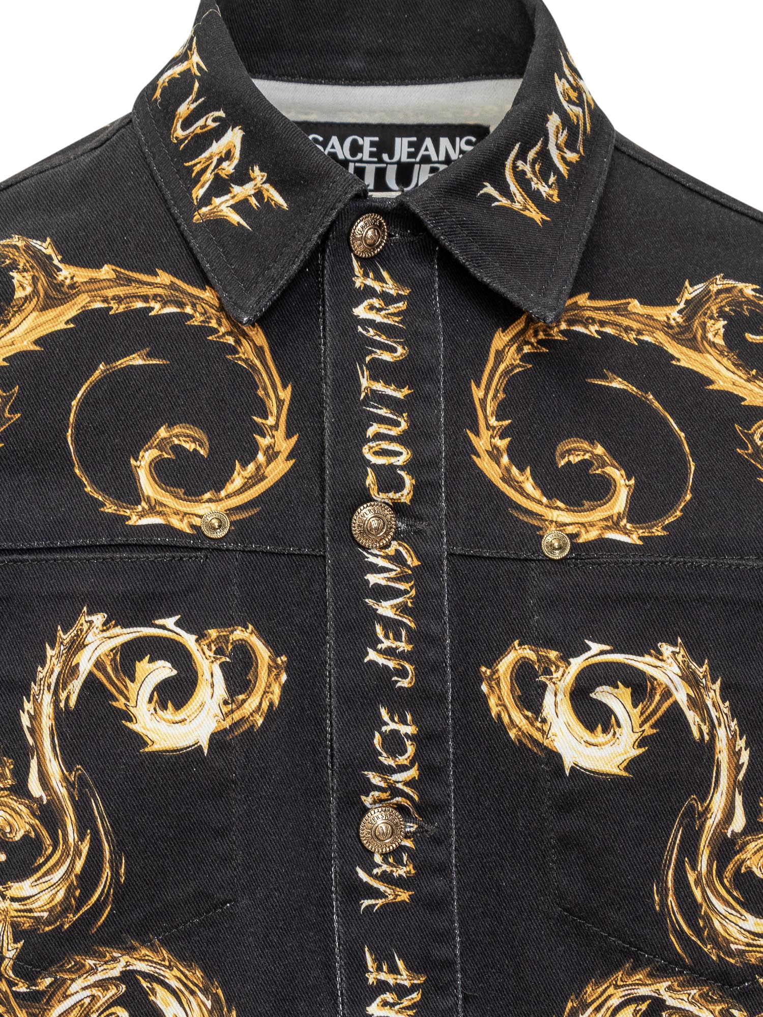 Versace Jeans Pattern Casual Jacket In Black