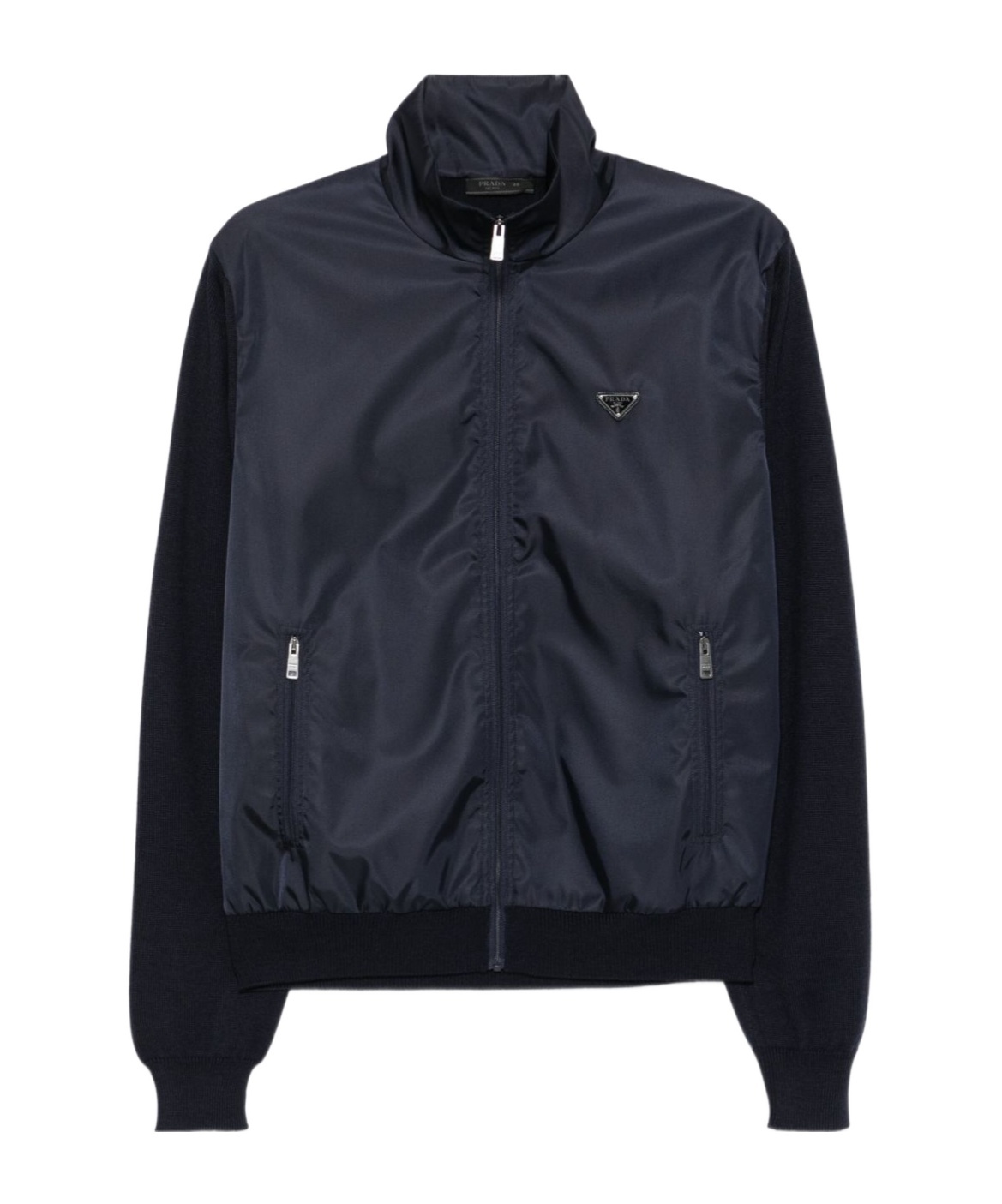 Prada Superfine Wool Zipper Cardigan In Blue