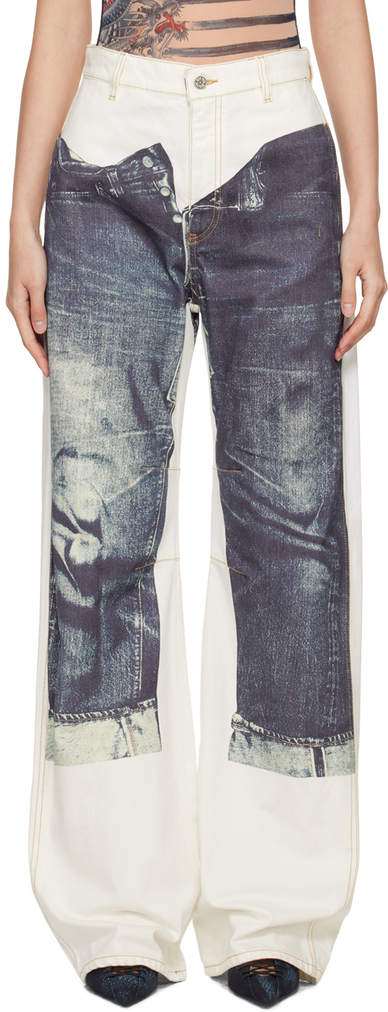 Jean Paul Gaultier White 'the Trompe L'œil' Jeans In Blue