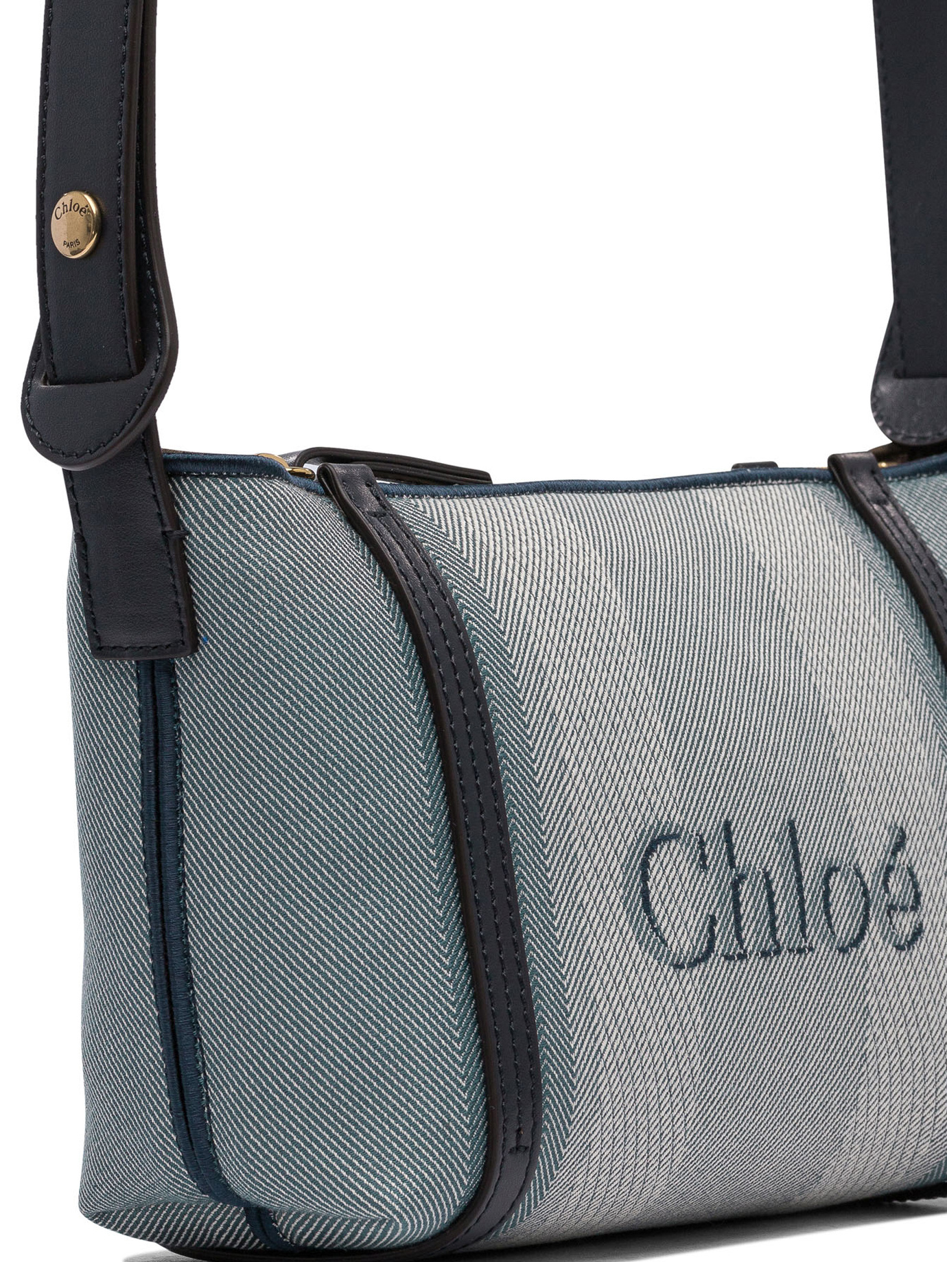 Chloé Logo Print Top Handle Bag In Gray