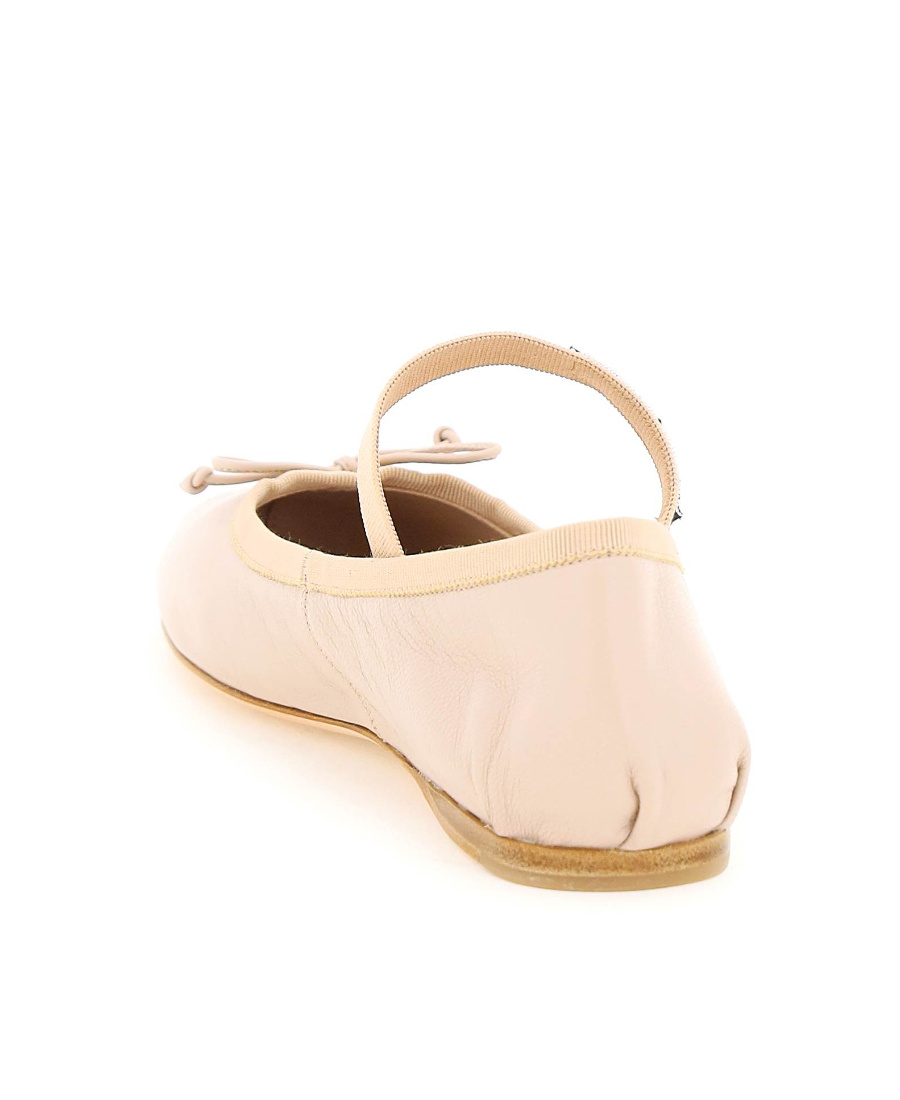 Miu Miu Logo Ballet Flats In Nude