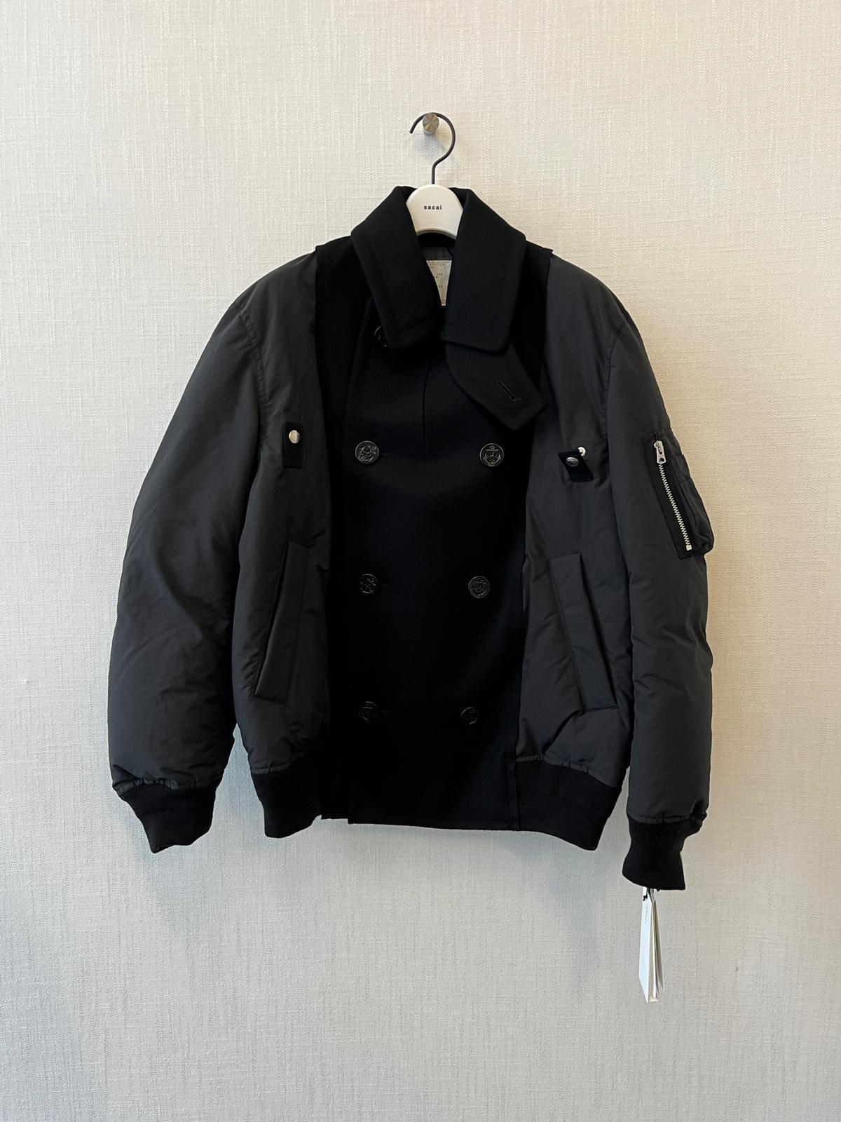 Sacai Double-breasted Wool And Ripstop Down Bomber Jacket In Multi