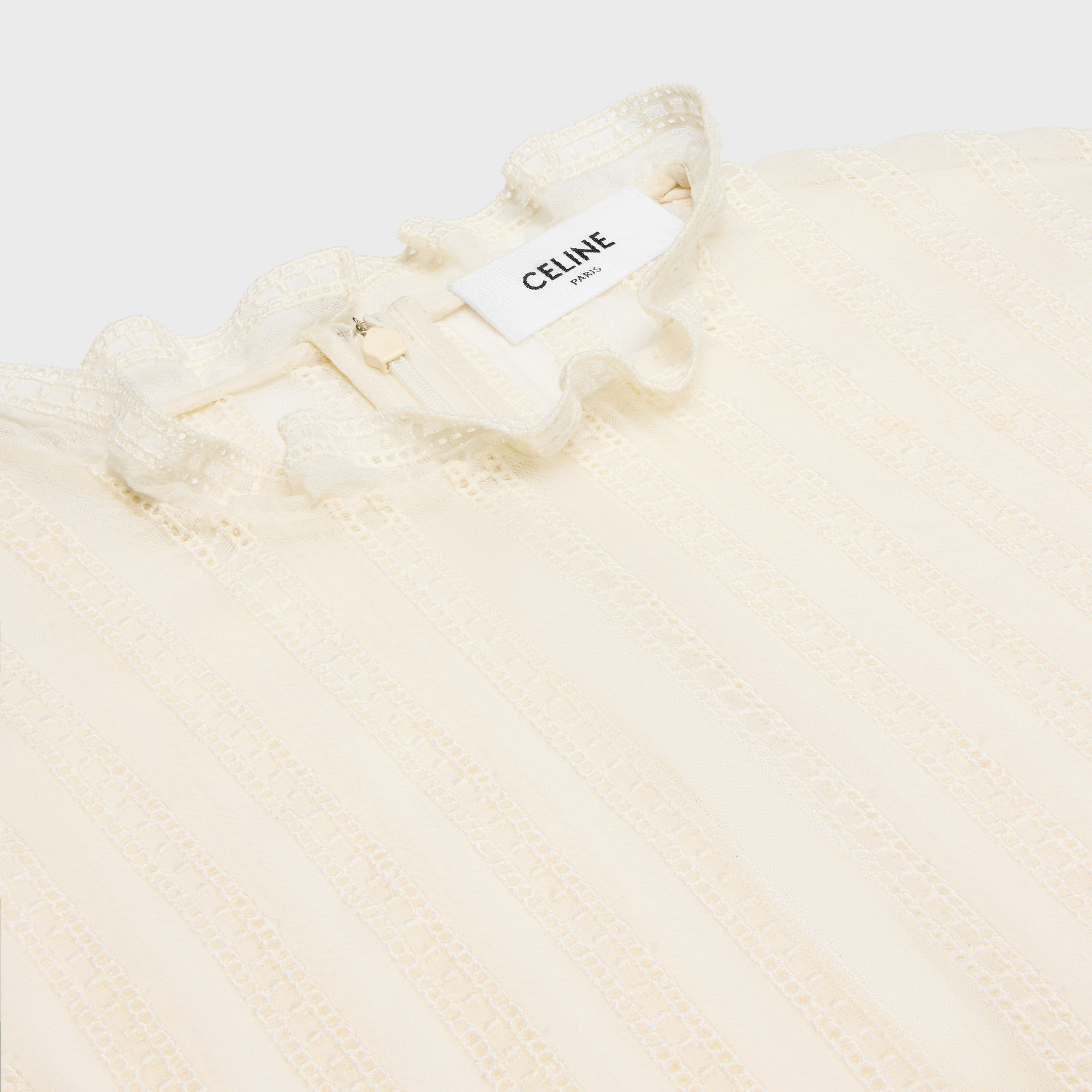 CELINE CROPPED BLOUSE IN MUSLIN, COTTON AND WOOL