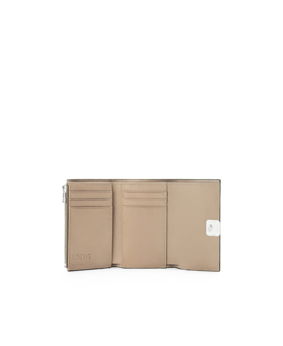 Loewe Anagram Small Vertical Wallet In Hammered Calfskin In Nude