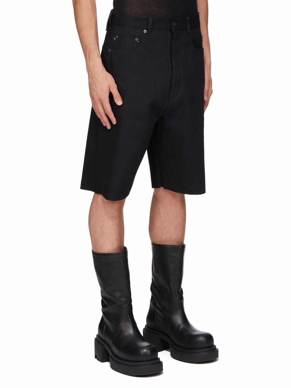 Rick Owens Drkshdw Black Hollywood Geth Cutoffs Denim Shorts In Black