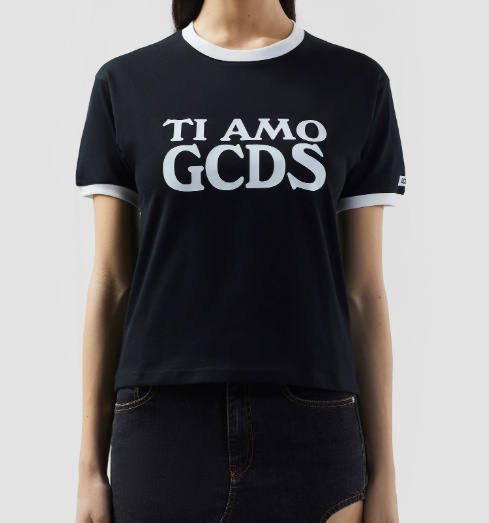 Gcds Ti Amo Boxy Crewneck T-shirt In Black