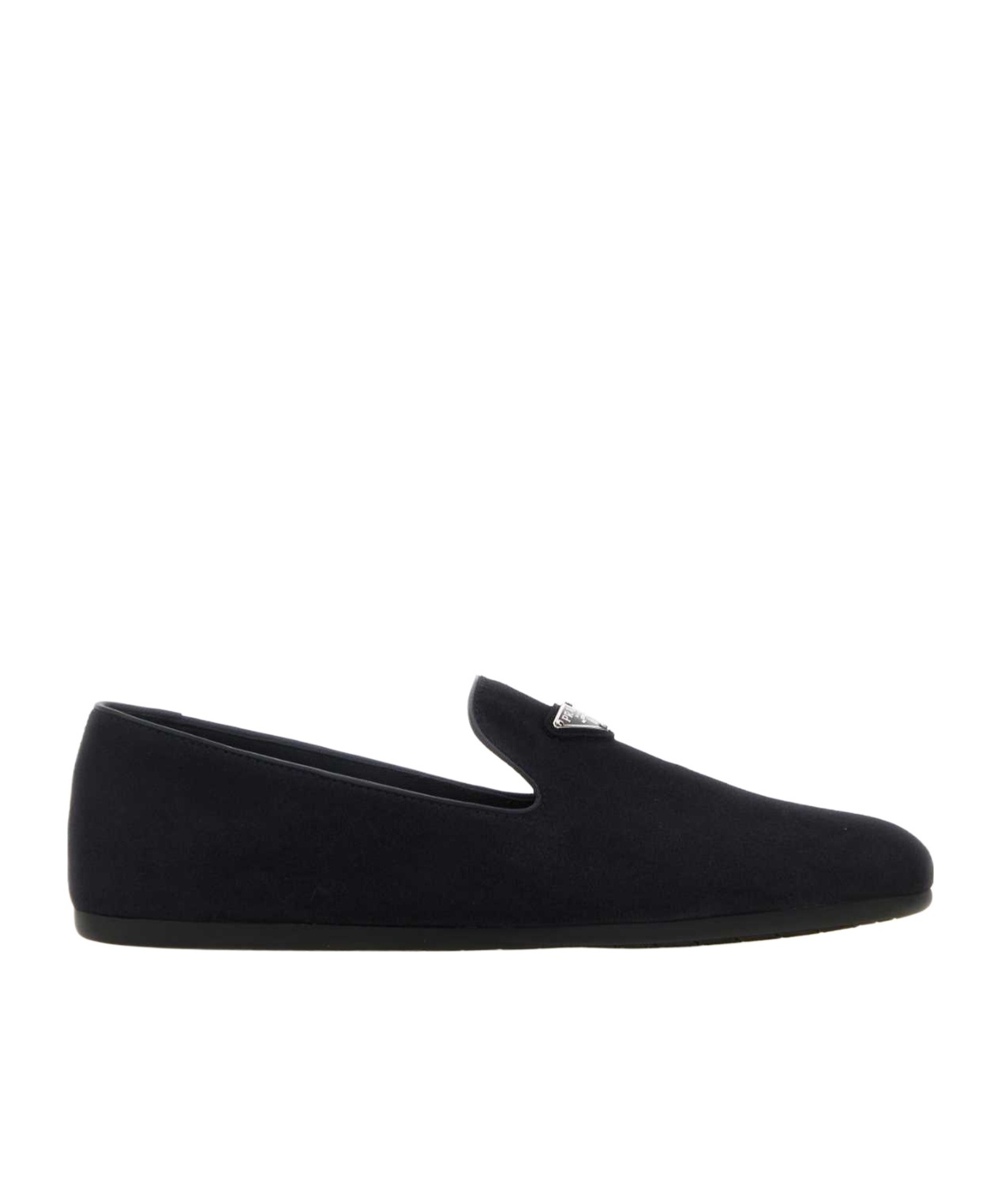 Prada Versatile Round Toe Suede Loafers In Blue