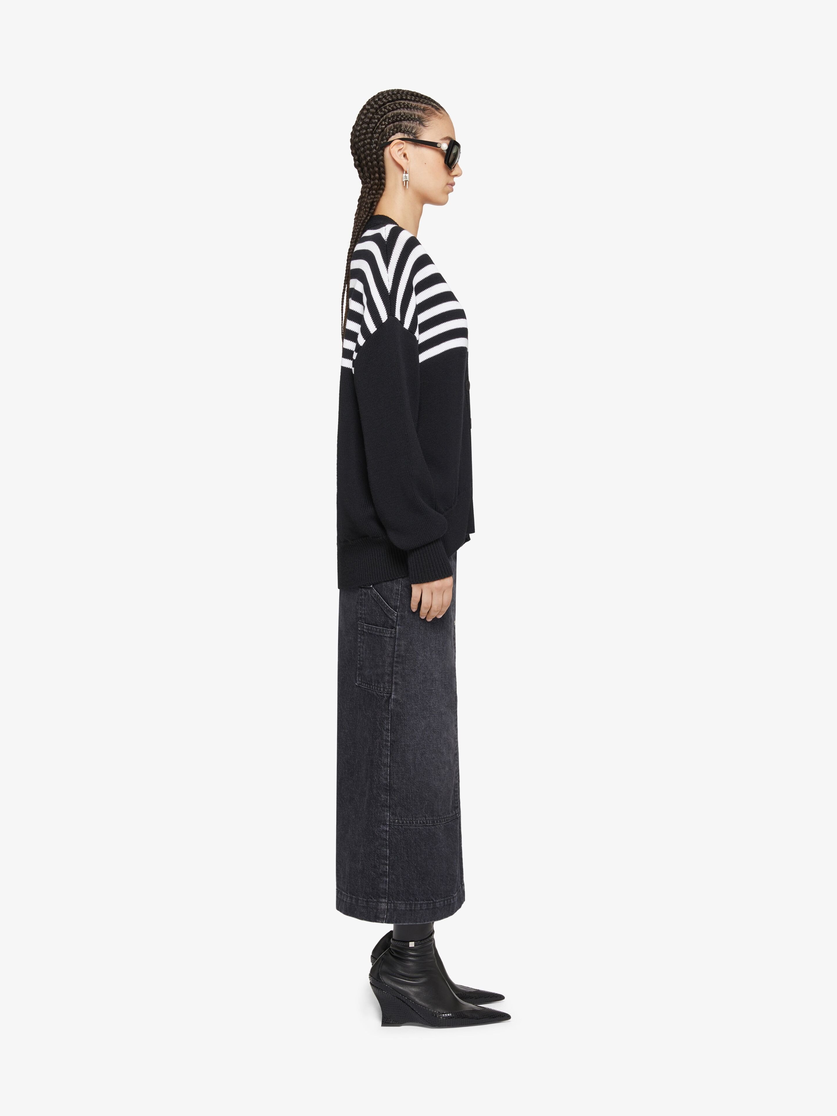 Givenchy Oversize Stripe 4g Patch V-neck Cardigan In Black