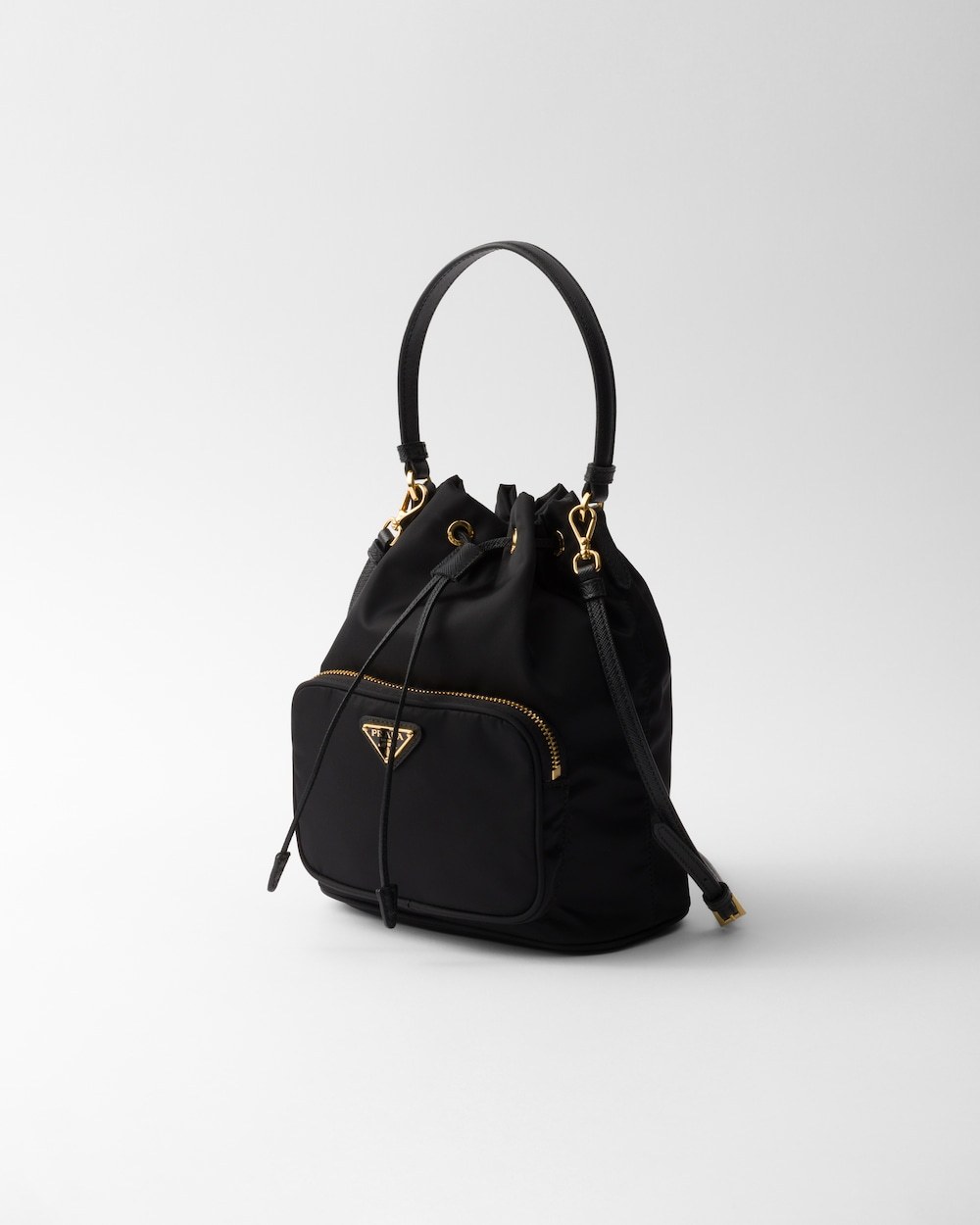 Prada Black Duet Re-nylon Brand-plaque Recycled-polyamide Bucket Bag