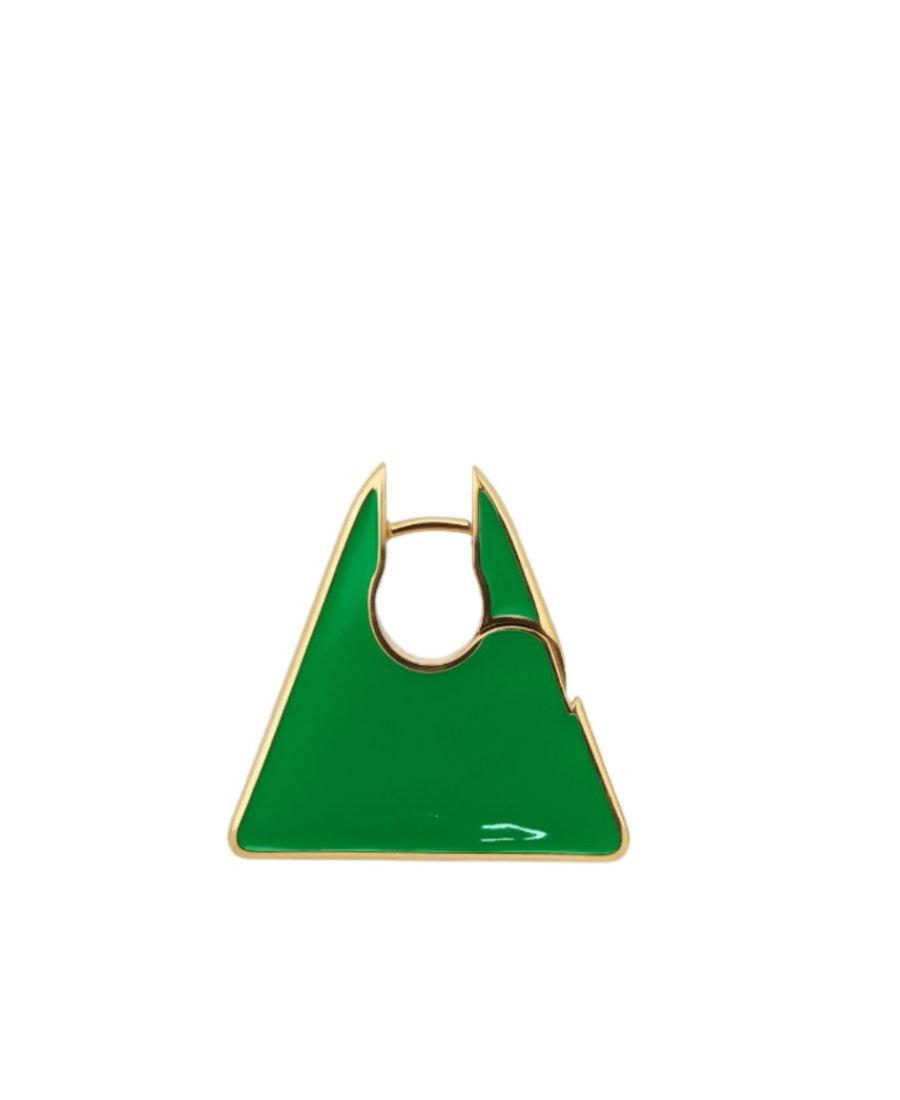 Bottega Veneta Triangle Enamel Earrings In Green